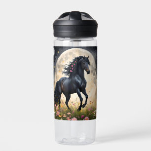 Black Horse Moon Flower Field, Water Bottle