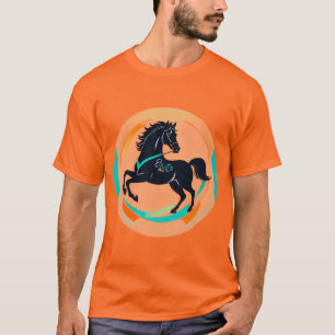 Black Horse on a Colourful Background T-Shirt