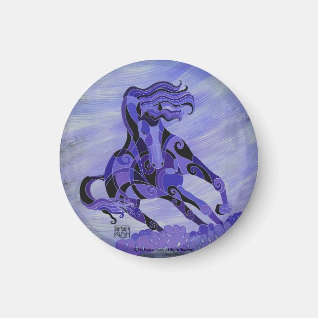 Black Horse on Purple Background Magnet (Front)