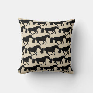 Black horse or pony cushion