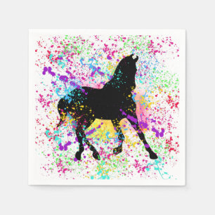 Black Horse Paint Splatter Napkin