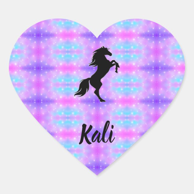 Black Horse Rearing Custom Purple Sticker (Front)