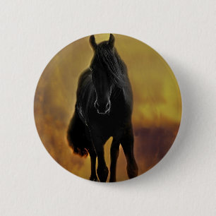Black Horse Silhouette 6 Cm Round Badge
