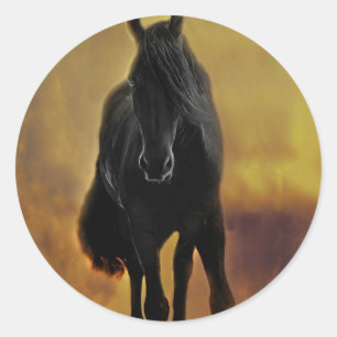 Black Horse Silhouette Classic Round Sticker