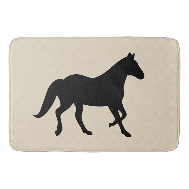 Black Horse Silhouette & Taupe Bath Mat (Front)
