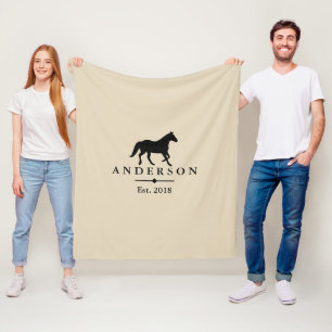 Black Horse Silhouette & Taupe   Personalised Fleece Blanket