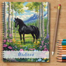 Black Horse Wildflower Girls Pink Purple Kids