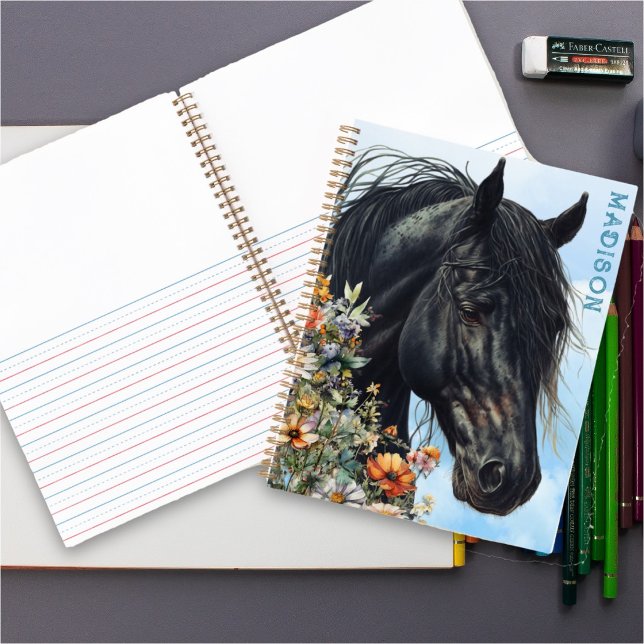 Black Horse Wildflowers Personal Spiral Notebook (Creator Uploaded)
