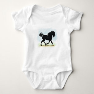 Black Horse with Star & Sock (Black Beauty) Baby Bodysuit