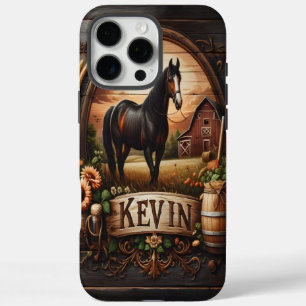 Black Horse With The Name Kevin iPhone 16 Pro Max Case