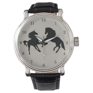 Black Horses - Drawing - Add Your Colour / Text Watch