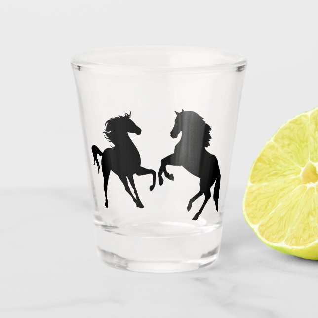 Black Horses - Silhouette - Drawing Shot Glass (Front)