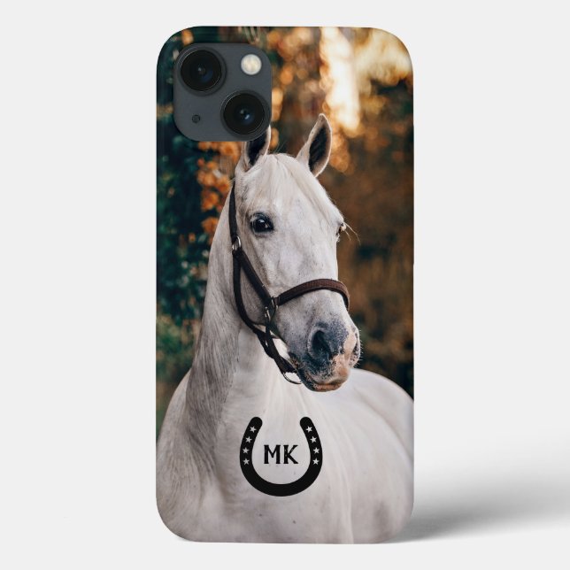 Black Horseshoe Monogram Add Your Photo Case-Mate iPhone Case (Back)