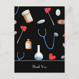 Black Hospital Equipment Doctor Nurse Thank You Postcard