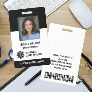 Black Hospital Medical Employee Logo Photo Id Badge