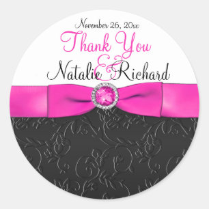 Black, Hot Pink, and White 3" Round Sticker