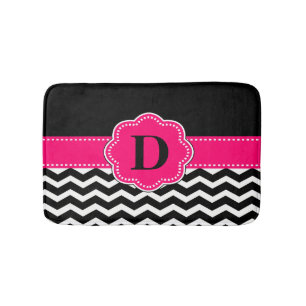 Black Hot Pink Chevron Rug