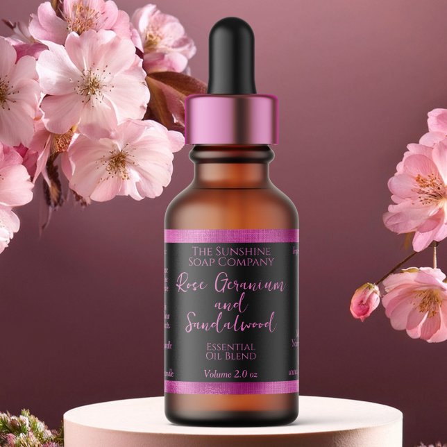 Black & Hot Pink Cosmetics Dropper Bottle Label (Creator Uploaded)