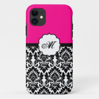Black “Hot Pink” Damask Lace ID™ iPhone 5 Case
