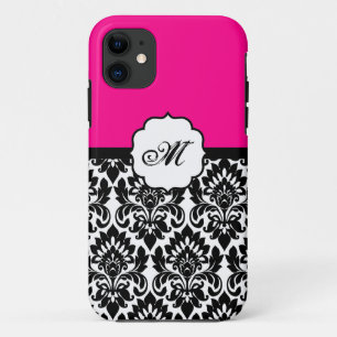 Black “Hot Pink” Damask Lace ID™ iPhone 5 Case