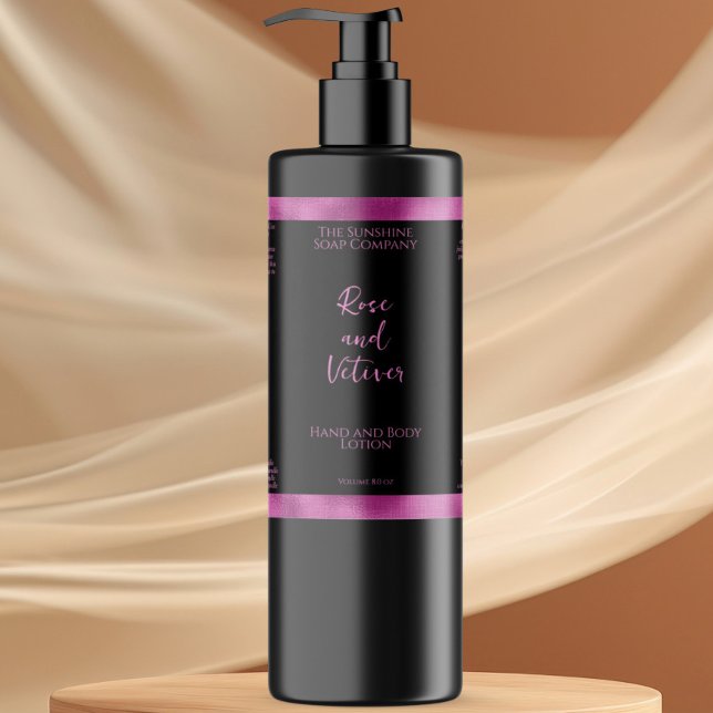 Black & hot pink faux foil cosmetics bottle label (Creator Uploaded)