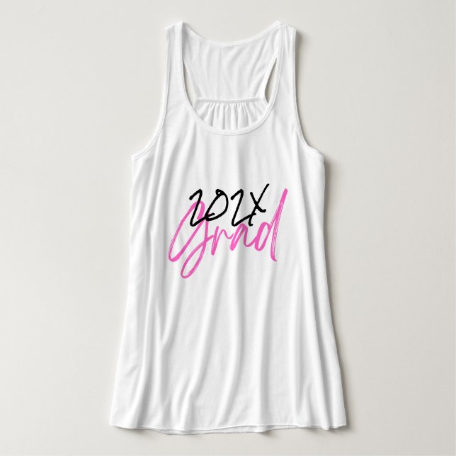 Black Hot Pink Grad Year Custom Chic Singlet (Design Front)