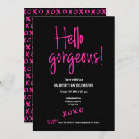 Black Hot pink Hello gorgeous Galentine's Day xoxo