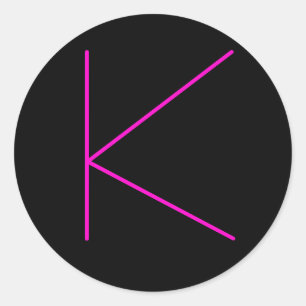 Black Hot Pink Initial K Classic Round Sticker