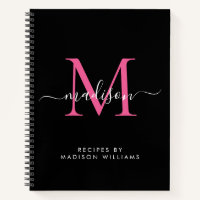 Black Hot Pink Magenta Monogram Script Name Recipe