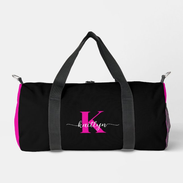Black Hot Pink Monogram Duffle Bag (Front)
