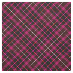 Black & Hot Pink Plaid Bold Pattern Vintage Tartan Fabric
