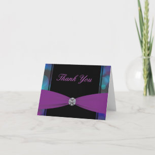 Black Hot Pink Purple Bubbles Hot Pink Thank You C Card