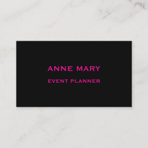 Black Hot Pink Retro Modern Trendy Professional Business Card