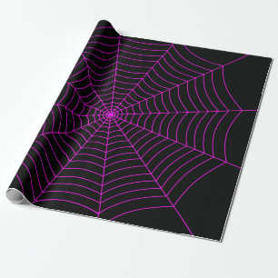 Black hot pink spider web Halloween pattern Wrapping Paper
