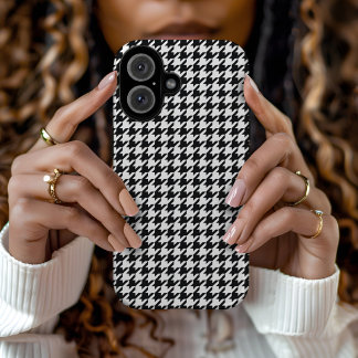 Black Houndstooth iPhone 16 Case