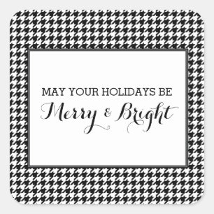 Black Houndstooth Holiday Stickers