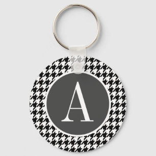 Black Houndstooth Key Ring