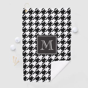 Black Houndstooth Monogram Golf Towel