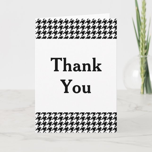 Black Houndstooth Thank You Card (Front)