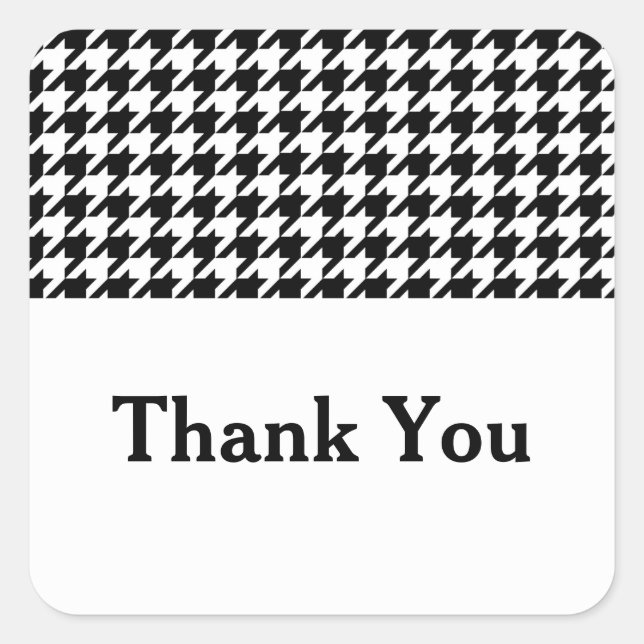 Black Houndstooth Thank You Stickers (Front)