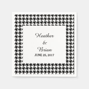 Black Houndstooth Wedding Paper Napkins