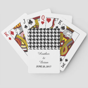 Black Houndstooth Wedding Playing Cards