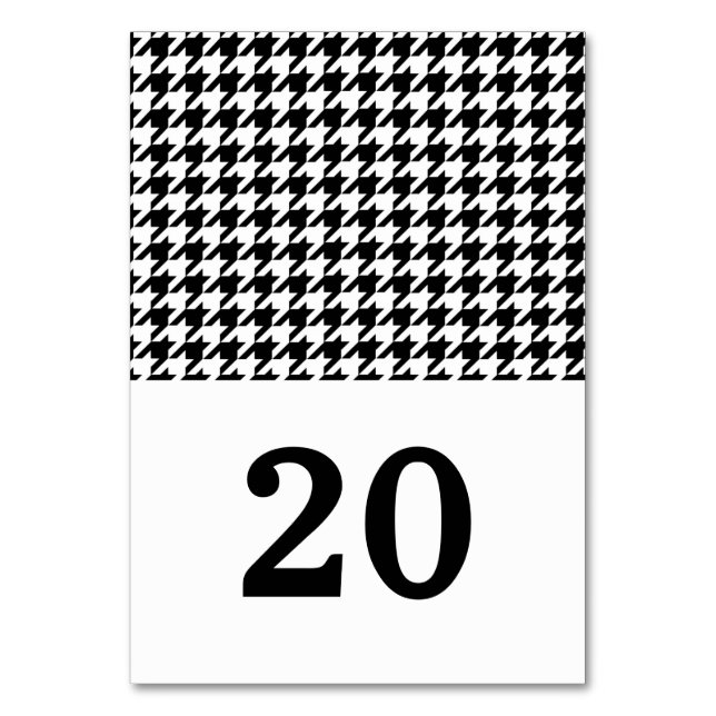 Black Houndstooth Wedding Table Card (Front)