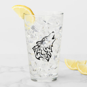 Black Howling Wolf Glass