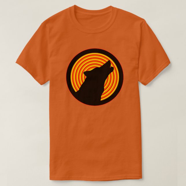 BLACK HOWLING WOLF SILHOUETTE T-Shirt (Design Front)