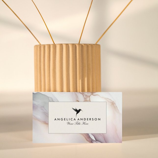 Black Humming Bird Marble Texture Business Card (Creator Uploaded)