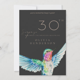 Black Hummingbird ANY Surprise Birthday Invitation