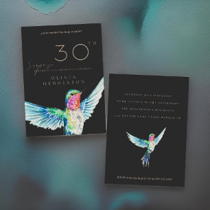 Black Hummingbird ANY Surprise Birthday Invitation