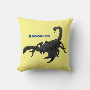 Black hungry scorpion cartoon illustration  cushion