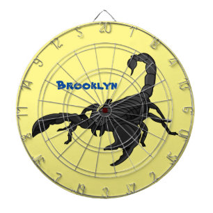 Black hungry scorpion cartoon illustration dartboard